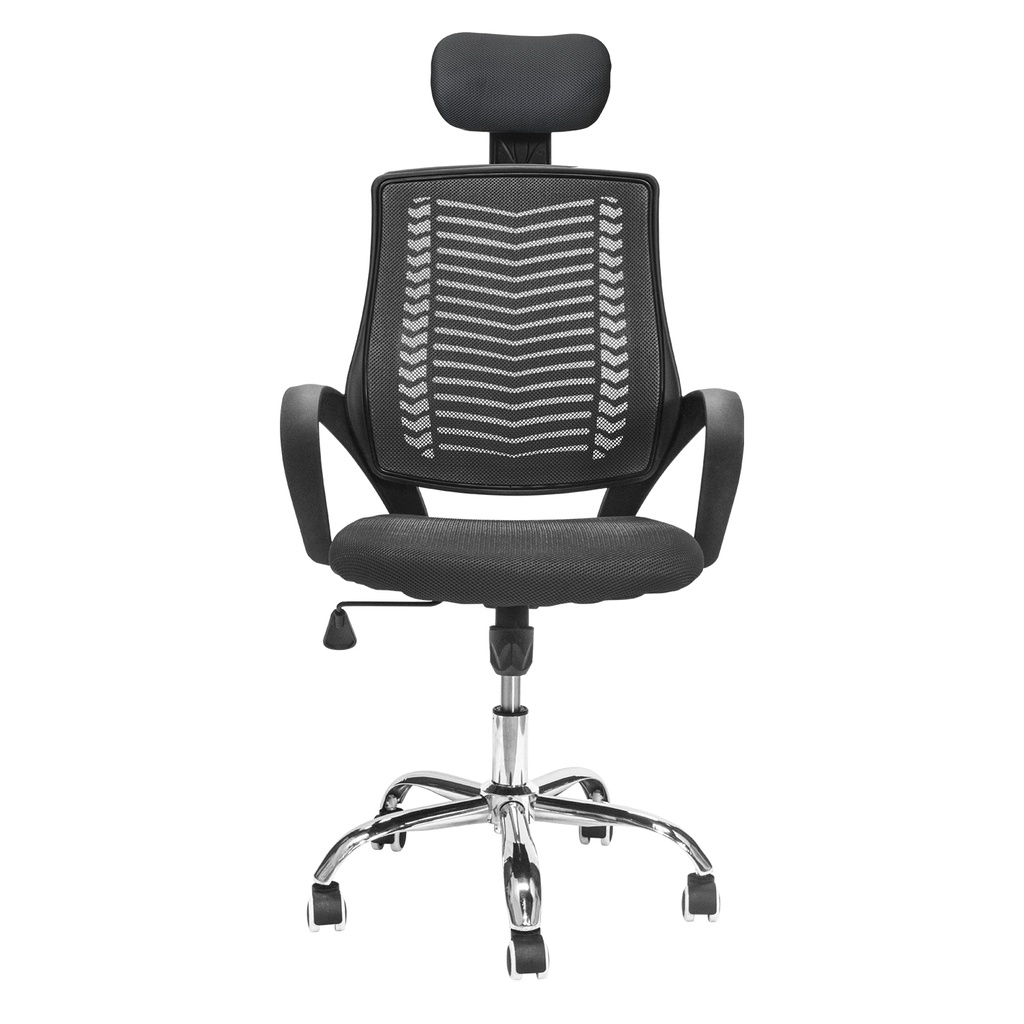 Silla de Oficina con Cabecera Ajustable Negra