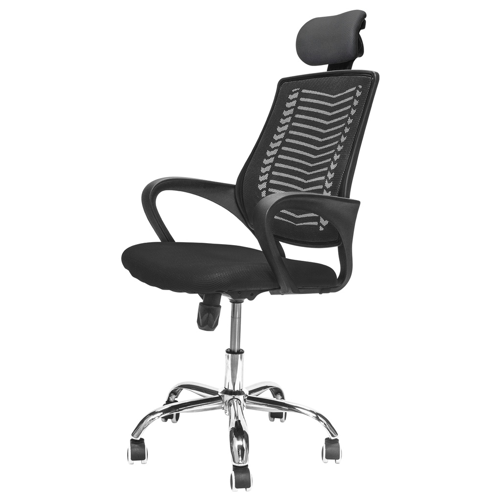 Silla de Oficina con Cabecera Ajustable Negra