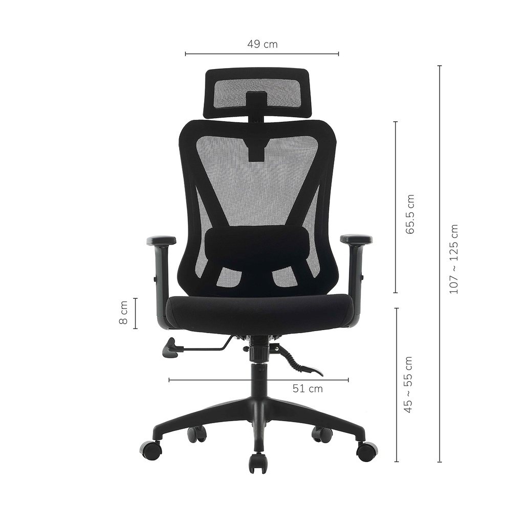 Silla de Oficina Ergonómica Reclinable con Cabecera